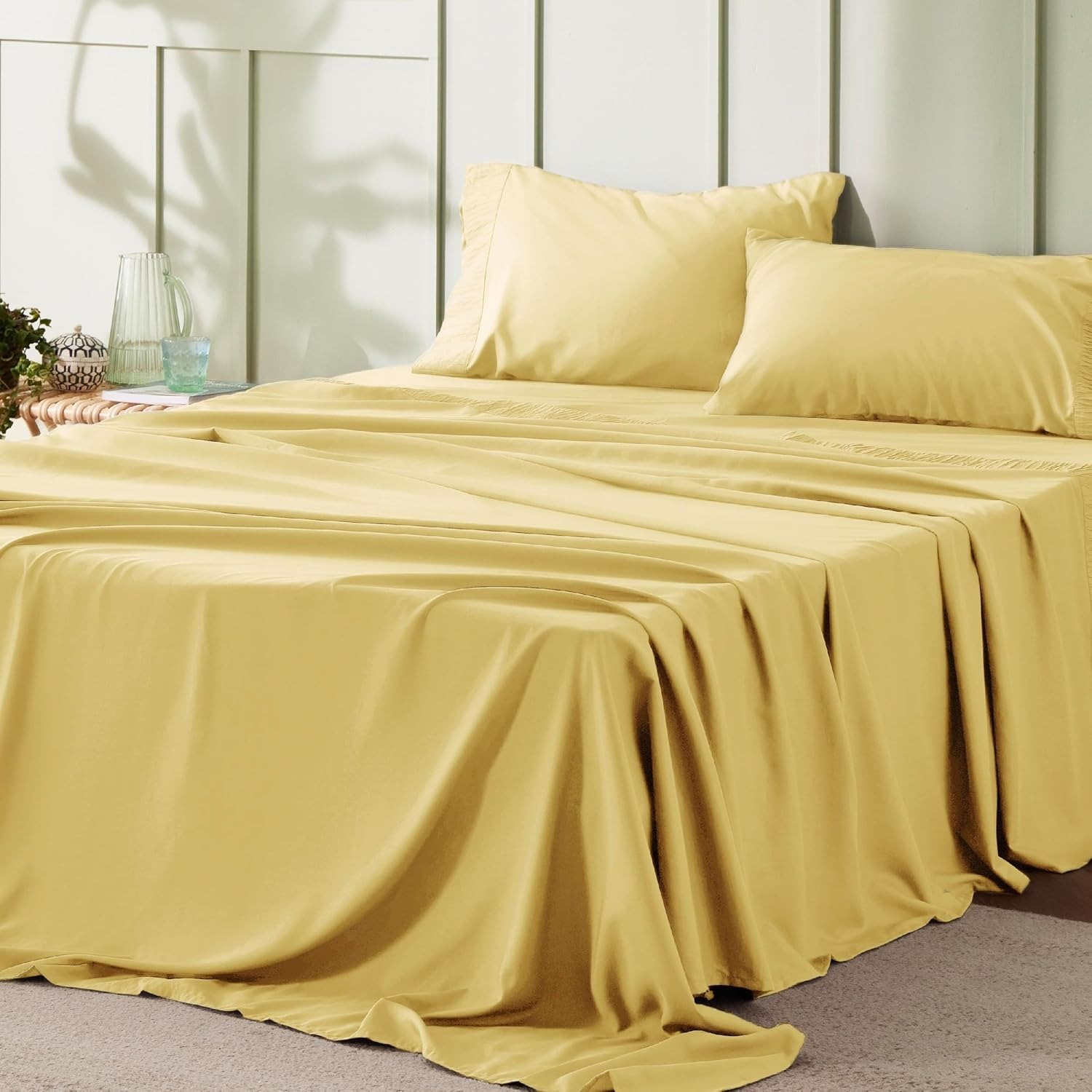 

Bedsure 3/4pcs Sheet Set Soft Sheets For Queen Size Bed, 4pcs Hotel Furniture Sheets Queen, Polyester Microfiber Cooling Bed Sheet Set