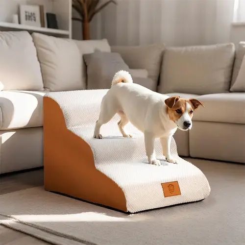 3 step pet stairs for dogs and cats foam dog stairs with non slip and waterproof cover folding and portable dog steps for high beds and couches high density sponge material ideal for indoor use warehouse