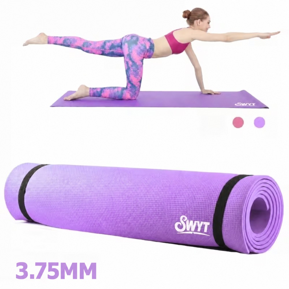 TEMU 3.75mm Eva Yoga Mat Non-slip Exercise Fitness Mat High Density Anti-tear Workout Pad For Home Floor Exercise 72x24.02x0.16inch