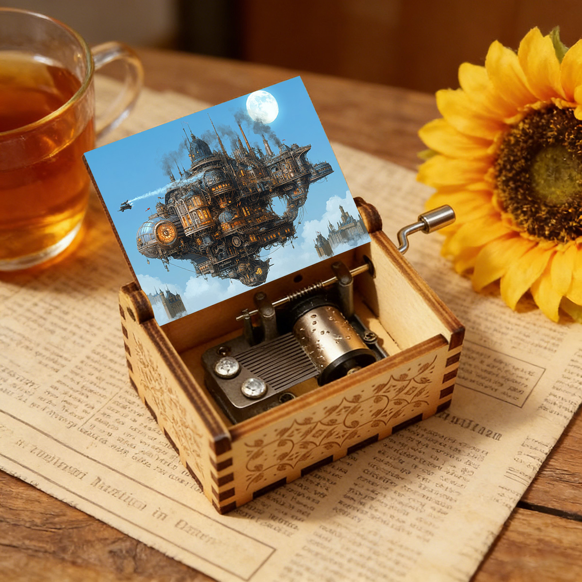 TEMU Boîte à musique à 1 pièce, ornement de mécanique de style onirique, décoration de bureau simple, moderne et de luxe léger , convient cadeau pour