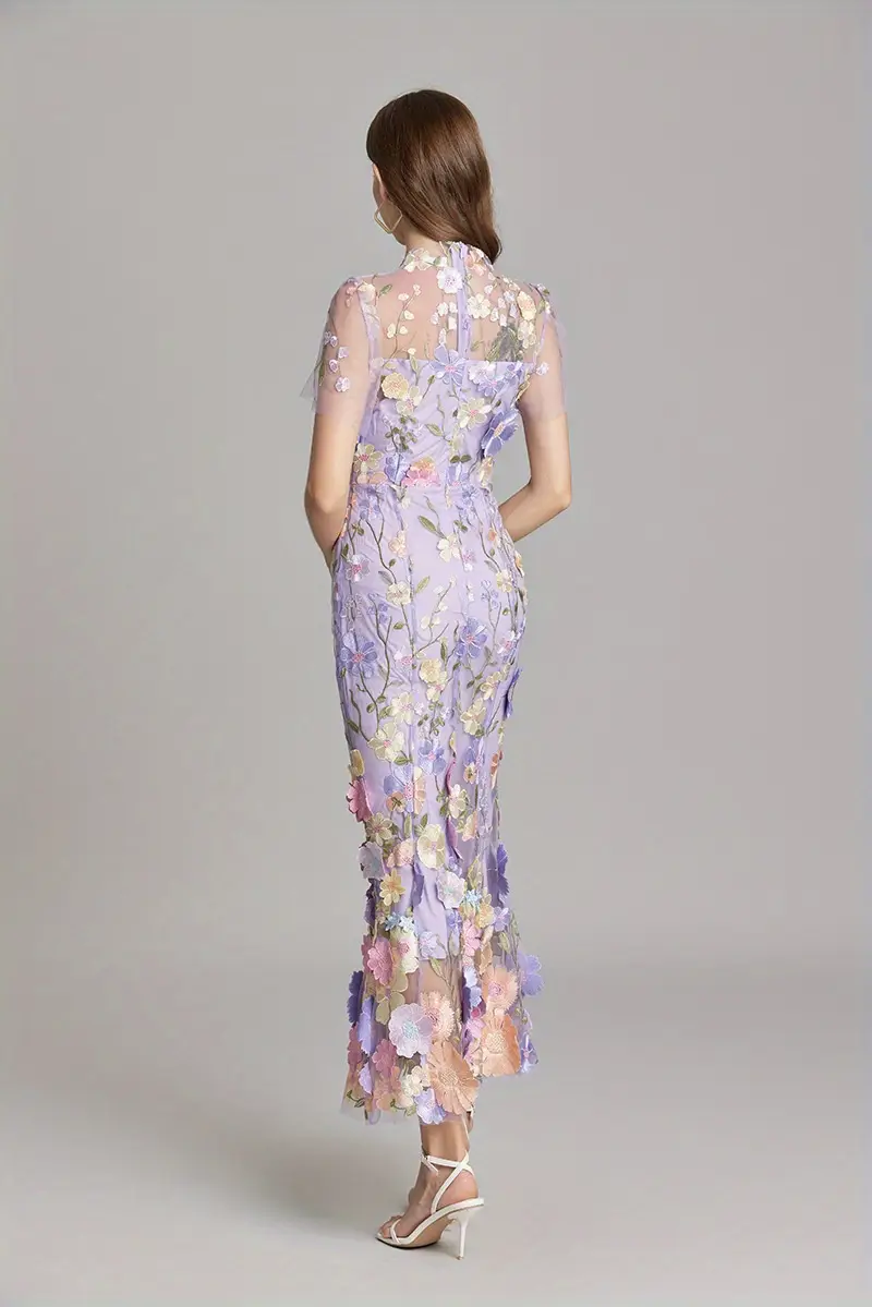 elegant heavy duty floral lace embroidered fitted mermaid long dress for women suitable for weddings and bridesmaid attire Product details 9