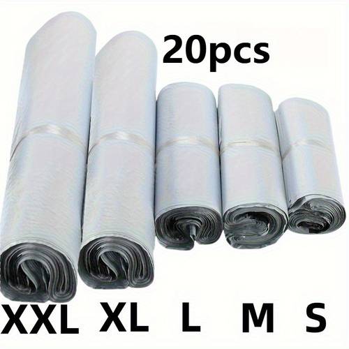 20pcs white thickened self sealing mailing bag in mixed sizes oversized shipping bag with reinforced edges suitable for commercial use clothing packaging and large packages