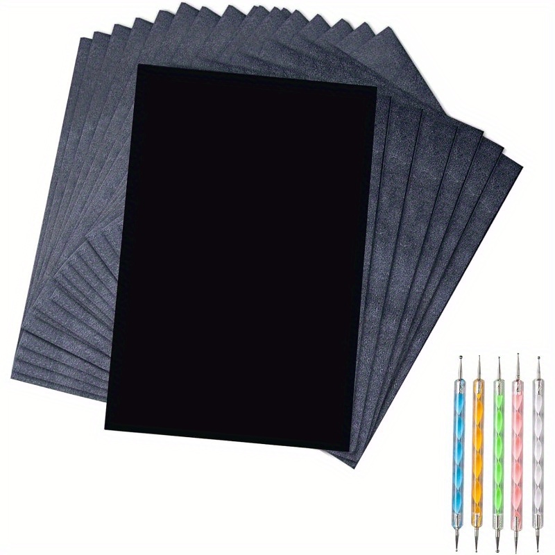 

50 Sheets Carbon Paper Black Graphite Paper Transfer Tracing Paper And 5pcs Ball Embossing Styluses For Wood Paper Canvas And Other Art Craft 8.3 By 11.8 Inch