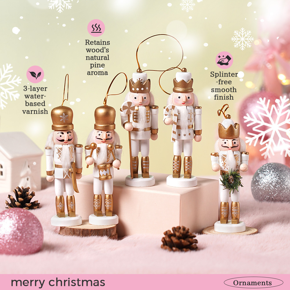 文房具・事務用品 木製クリスマスオーナメント 5点セット