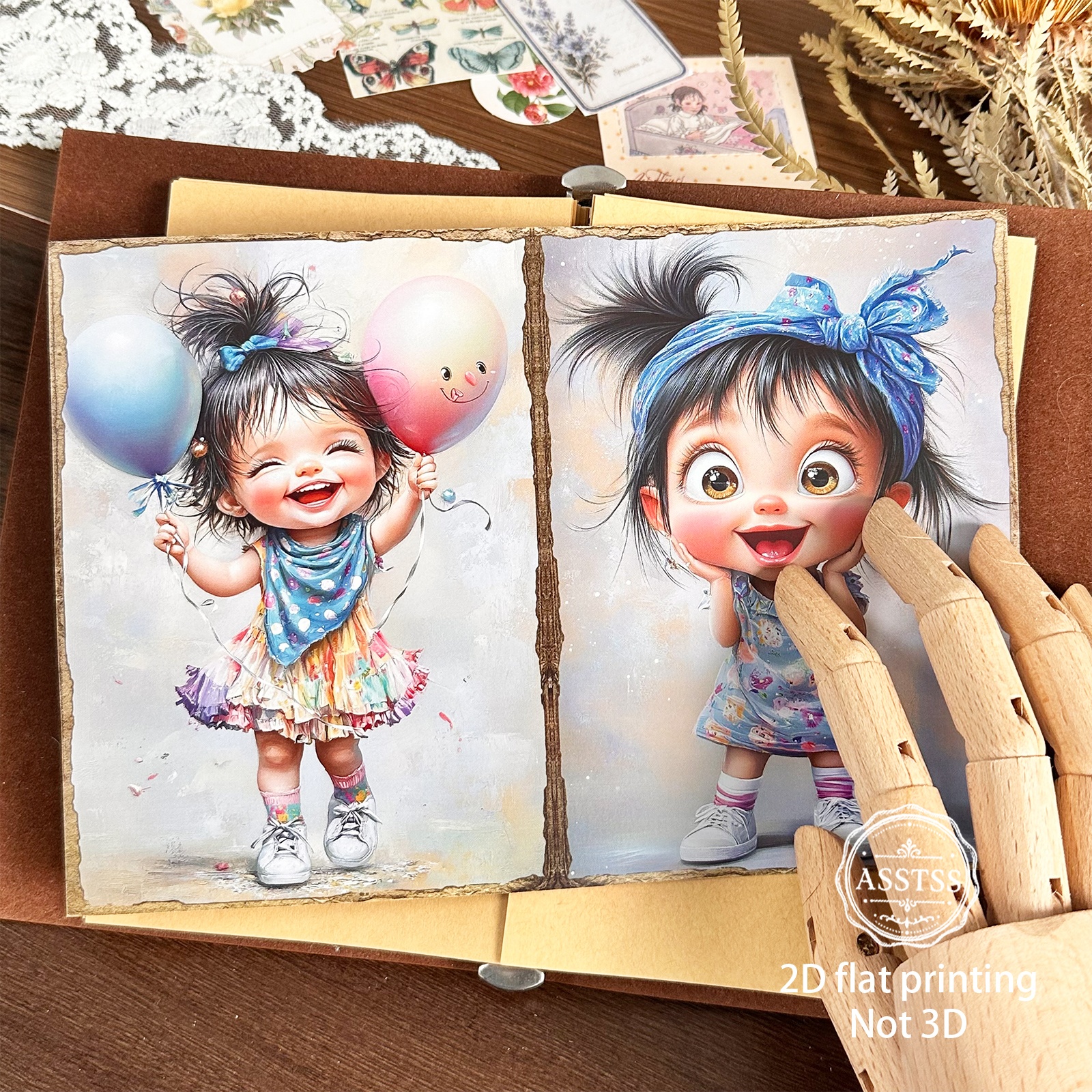 TEMU Bloc de papier aquarelle vintage ASSTSS 20 feuilles A5 pour arts et loisirs créatifs, fournitures de scrapbooking avec thème fille mignonne,