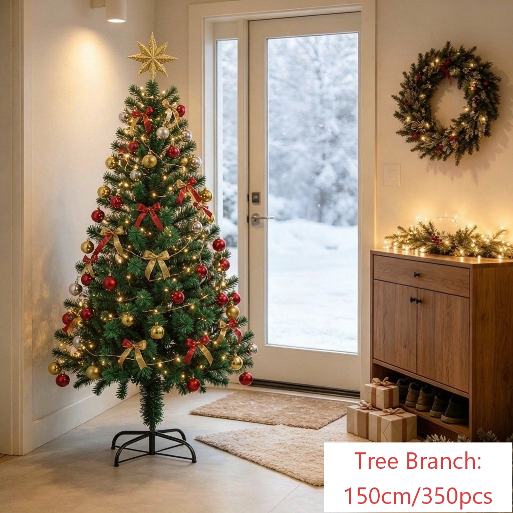 Image of Artificial Christmas Tree Green 120-240cm, Pvc Xmas Tree With 230-1100 Tips, Base Diameter 30-50cm, 0.07+ Thick Pvc, 5 Sizes, Holiday Decoration Home Office Mall