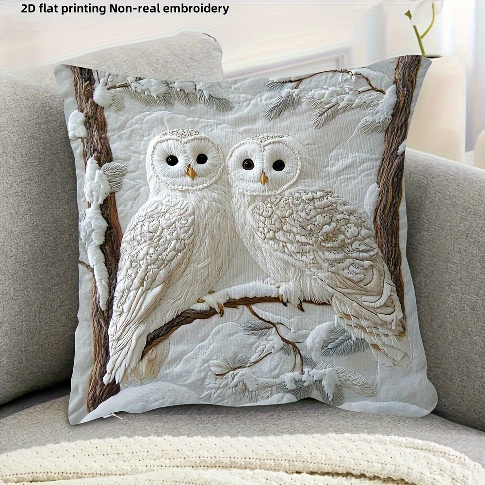 TEMU 2d Flat - Retro Pillowcase With One-sided Print, 2d Flat Design Without Real Embroidery, Contemporary Home Decoration Featuring Zipper Closure,