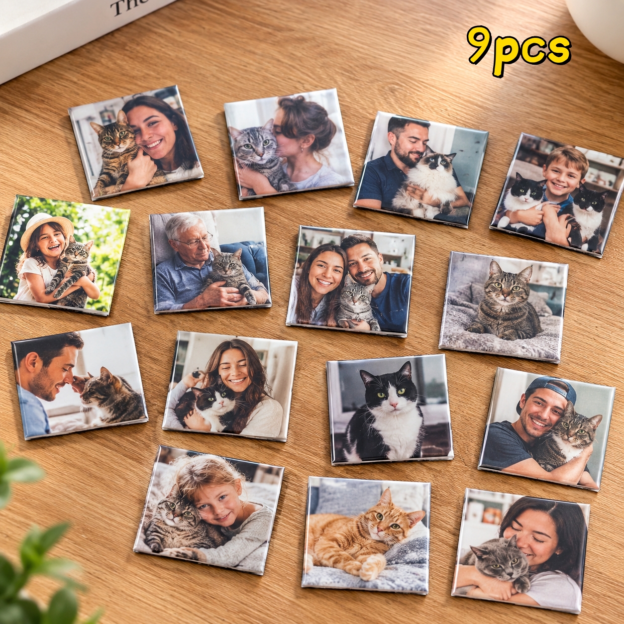 TEMU 9pcs 5cm Square Personalized Photo Fridge Magnet Gift Set, Customizable Refrigerator Decoration. Or Couple Photos To Create A Thoughtful Daily
