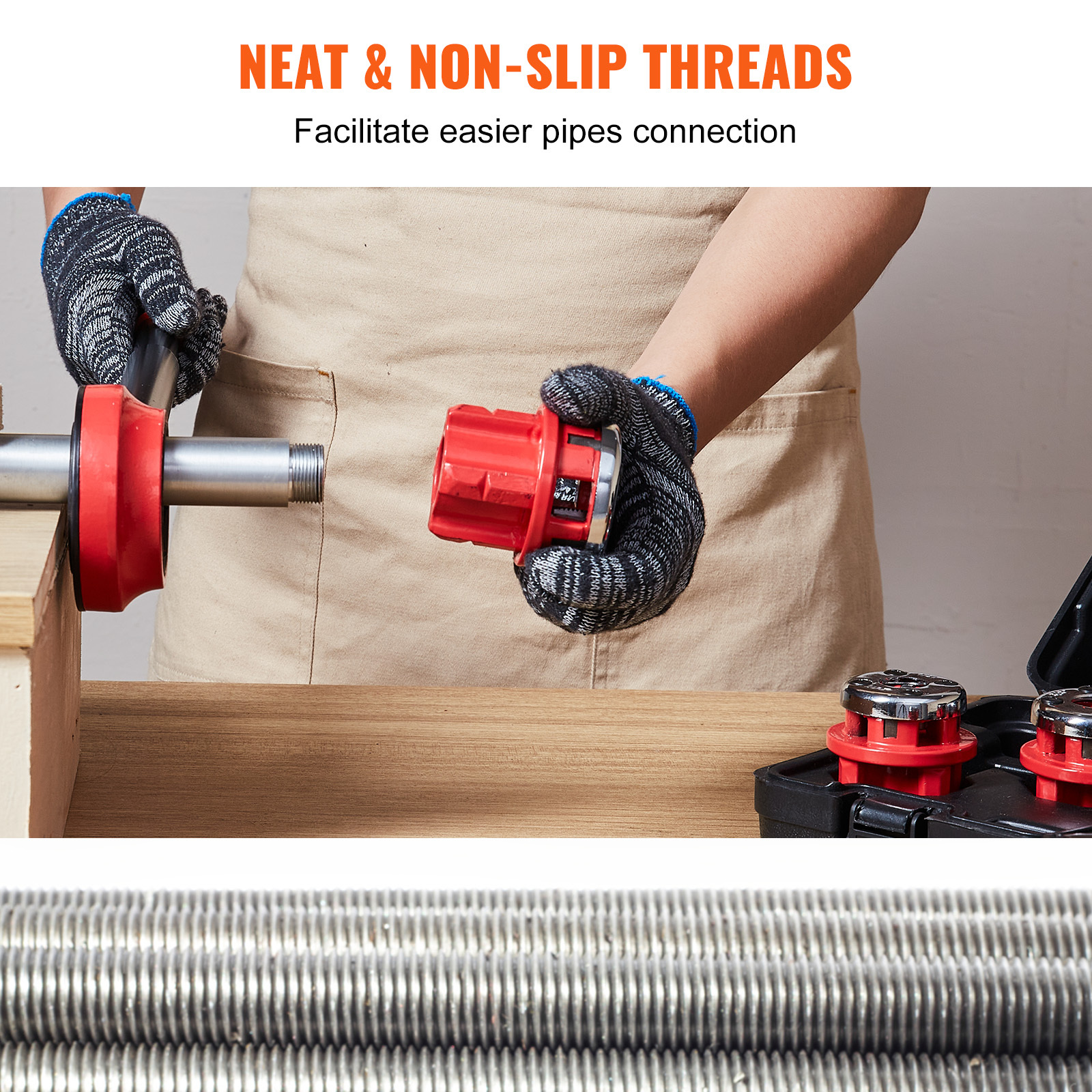 ratchet pipe threader kit 1 4 npt 1 1 4 npt manual ratcheting pipe threader portable pipe threading tool set with 6pcs npt dies storage case for galvanized aluminum iron copper pipes details 5