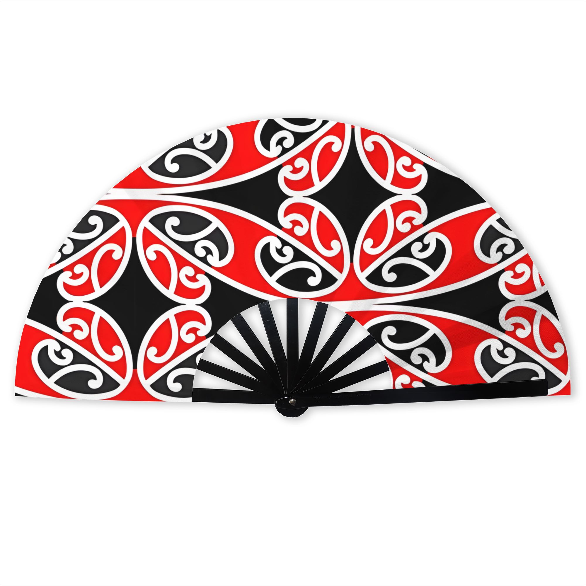 TEMU 2d Print Design Maori Foldable Hand Fan Unisex Outdoor Events, Without Battery