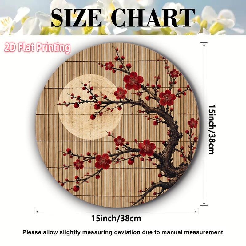 TEMU Lot de 4 sets de table ronds rouges traditionnels asiatiques à motif de fleur de prunier - Antidérapants et résistants à la chaleur, décoration