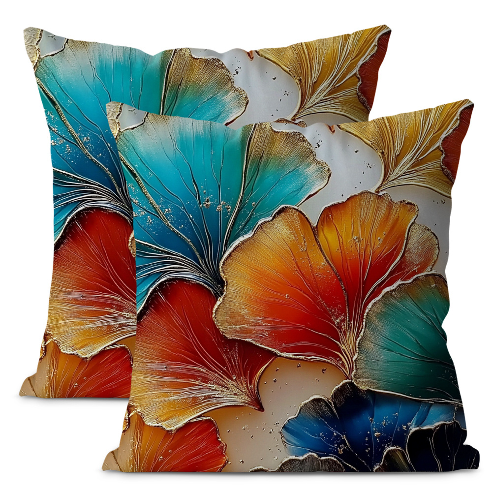 TEMU 2pcs Ginkgo Pattern Pillow Cover, Envelope Sealed, Suitable For Sofa, Living Room, Bedroom, 18x18 Inches(excluding Pillow Core), Day Gift.