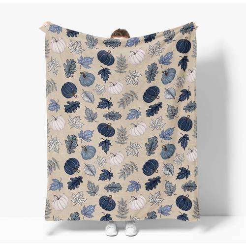 item picture 1pc autumn pumpkin leaf print blanket suitable for indoor and outdoor use used on sofa office camping travel and other occasions thanksgiving autumn decor holiday decor lightweight and breathable multiple sizes