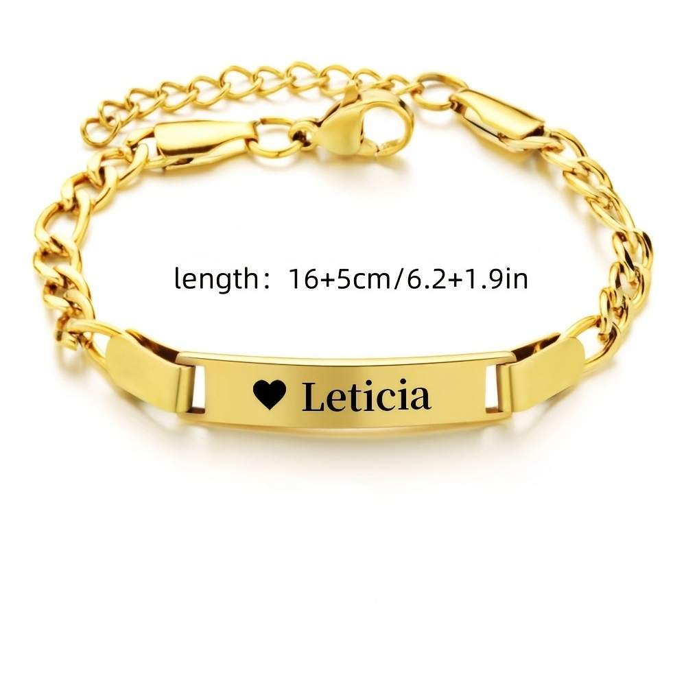 TEMU Stainless Steel Laser-engraved Custom Name Bracelet, Suitable For And Women. A Memorable Anniversary, Birthday, Or Gift For Your Girlfriend Or.