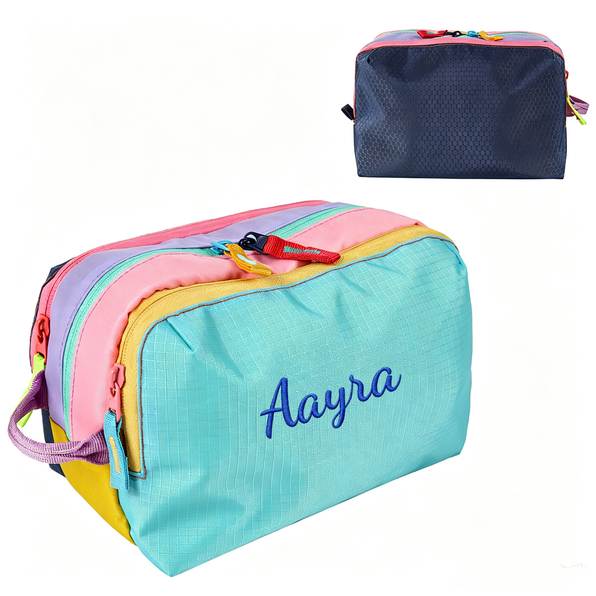 TEMU Neceser de Viaje Personalizado con Bloques de Color para Mujer, Organizador de Maquillaje Multicompartimento, Bolsa de Almacenamiento de