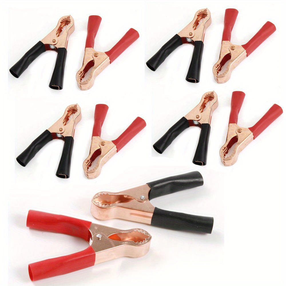 Image of 5 Pairs Insulated Alligator Clips 50a Durable Heavy Duty Black And Red Boot Metal Spring Loaded Truck Car Battery Electric Probe Alligator Clamps