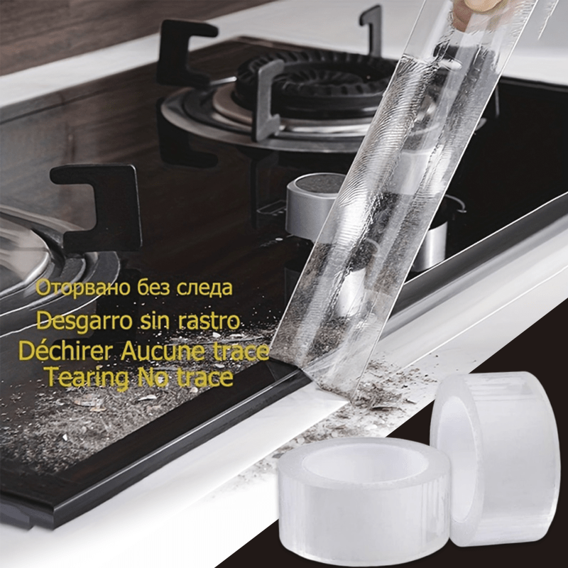 TEMU 2-roll Set, 10 Meters Total, Transparent High-quality Oil-resistant Gel Kitchen Countertop Protective Mat – Self-adhesive Stove Cover,
