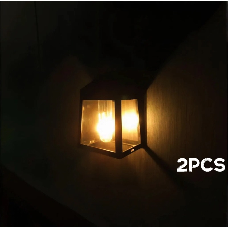 TEMU 2 stuks buitenzonnewandlampen, warmwitte LED-hekverlichting voor , tuin, erf, veranda, op zonne-energie werkende decoratieve verlichting voor
