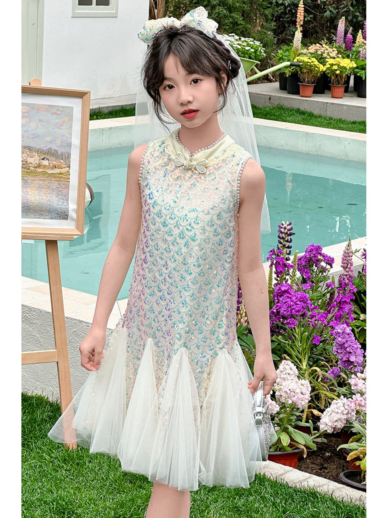 open lace back dress Girls Summer Birthday Party Dress Kids Lovely Lace Flower Girl Princess Dress main image 0