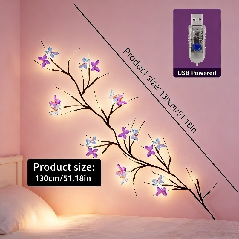 1pc-30led Fairy String Lights With Usb, 8 Lighting , Tree Branch Design, For Indoor/outdoor , Decorative Lighting, Decor, Wall Decoration, Holiday Decor Halloween