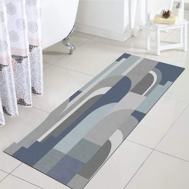 1pc century modern bath mat super absorbent quick dry bathroom non slip machine washable floor mat with rubber backing soft bathroom kitchen mat for shower bedside laundry room bathroom decor in blue gray white black beige gray red easy decor contemporary design durable construction apartment living Product details 3