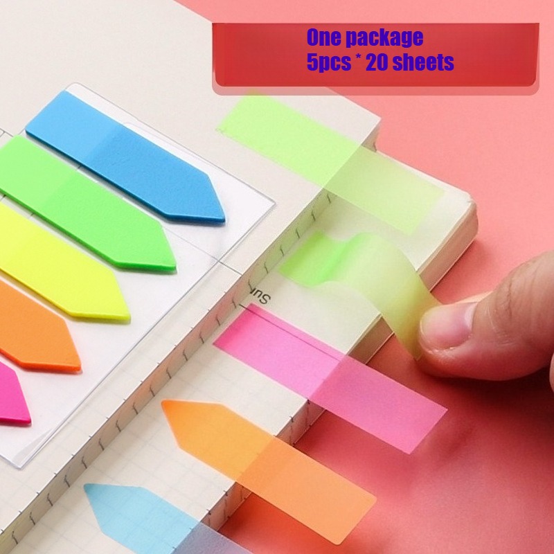 TEMU 1 Pack Of 5 Colors, Each With 20 Index Stickers, Transparent Color Labels, Sticky Notes, Bookmark Stickers, Classification Labels, Stickers,