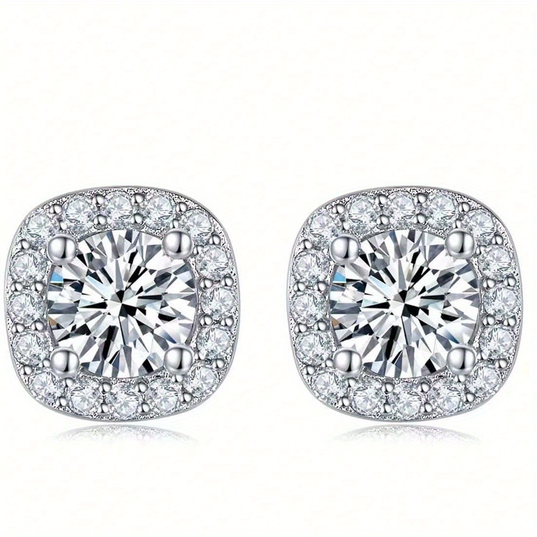 Women's 0.5/1/3 Carat Square Moissanite Earrings in 925 Silver
