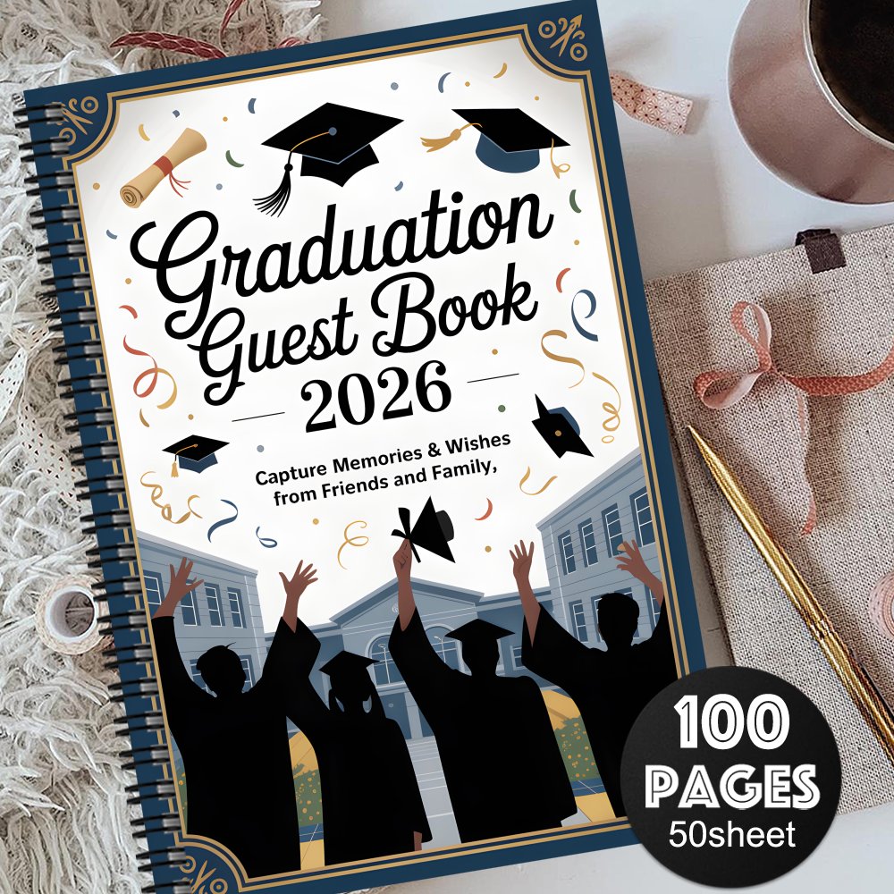 TEMU 1pc Aesthetic Graduation Guest Book & Memory Album - Message Book With Wishes, Class Of 2026 Book For Graduation Party Ceremony Keepsake, Gift