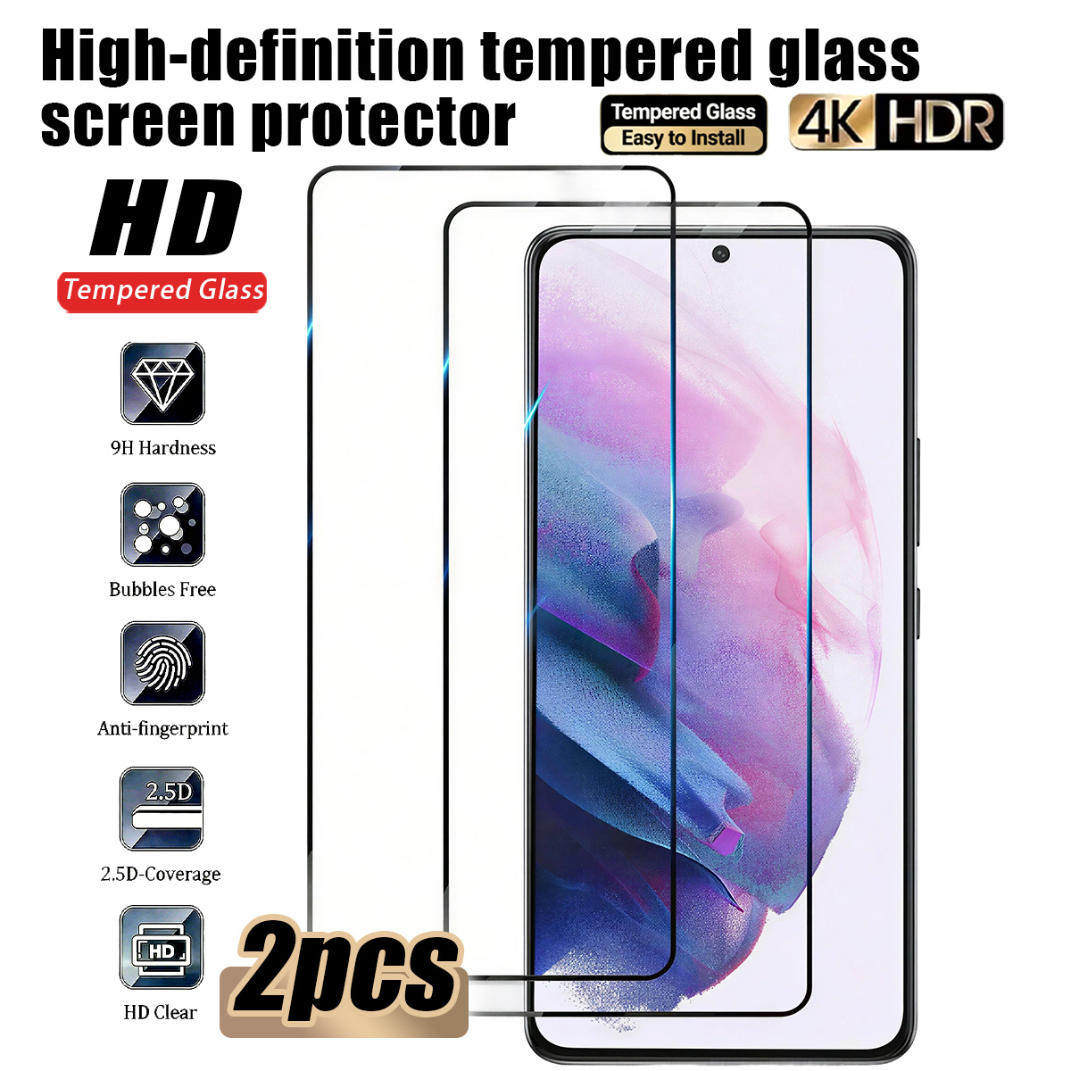 2-pack Screen High Definition, Suitable For Galaxy S22/s23/s24/s25/s26 Ultra/plus Etc. Models, Tempered Glass Screen Protector