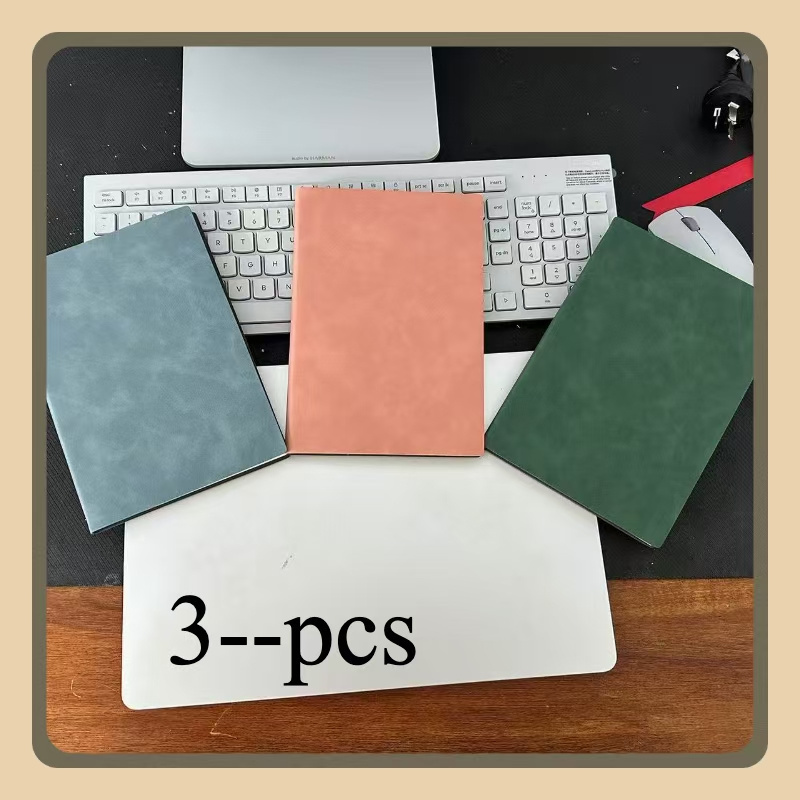 TEMU 3 Thickened A5 Leather Notebooks, 80 Pages Each, Multiple Colors , Study Notebooks, Notebooks, Meeting Record Books
