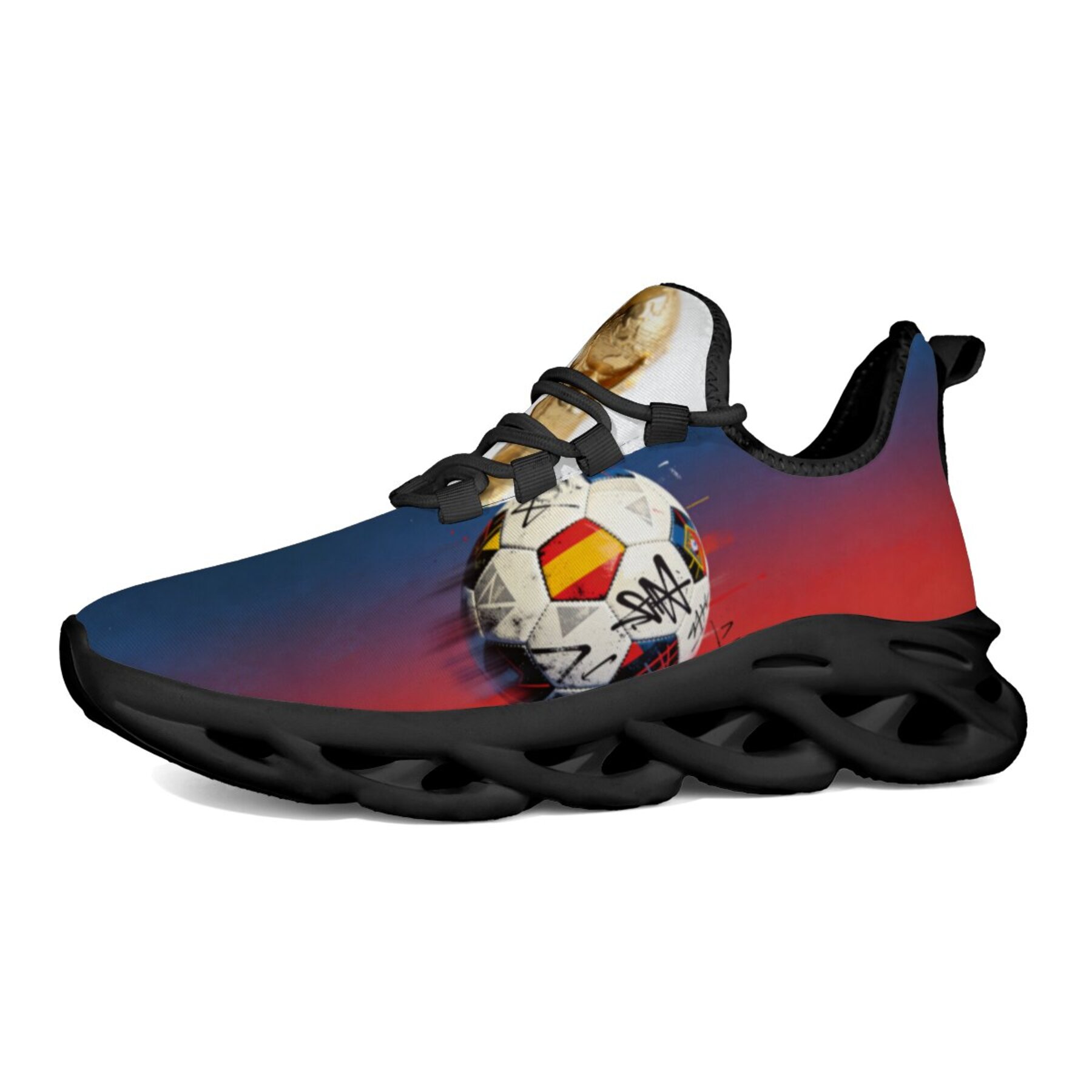 TEMU Men' & Women' Spain Sneakers - Breathable Mesh Low-top Shoes With Sole, Spanish National Colors & Iconic Emblem, Suitable For Casual Wear,