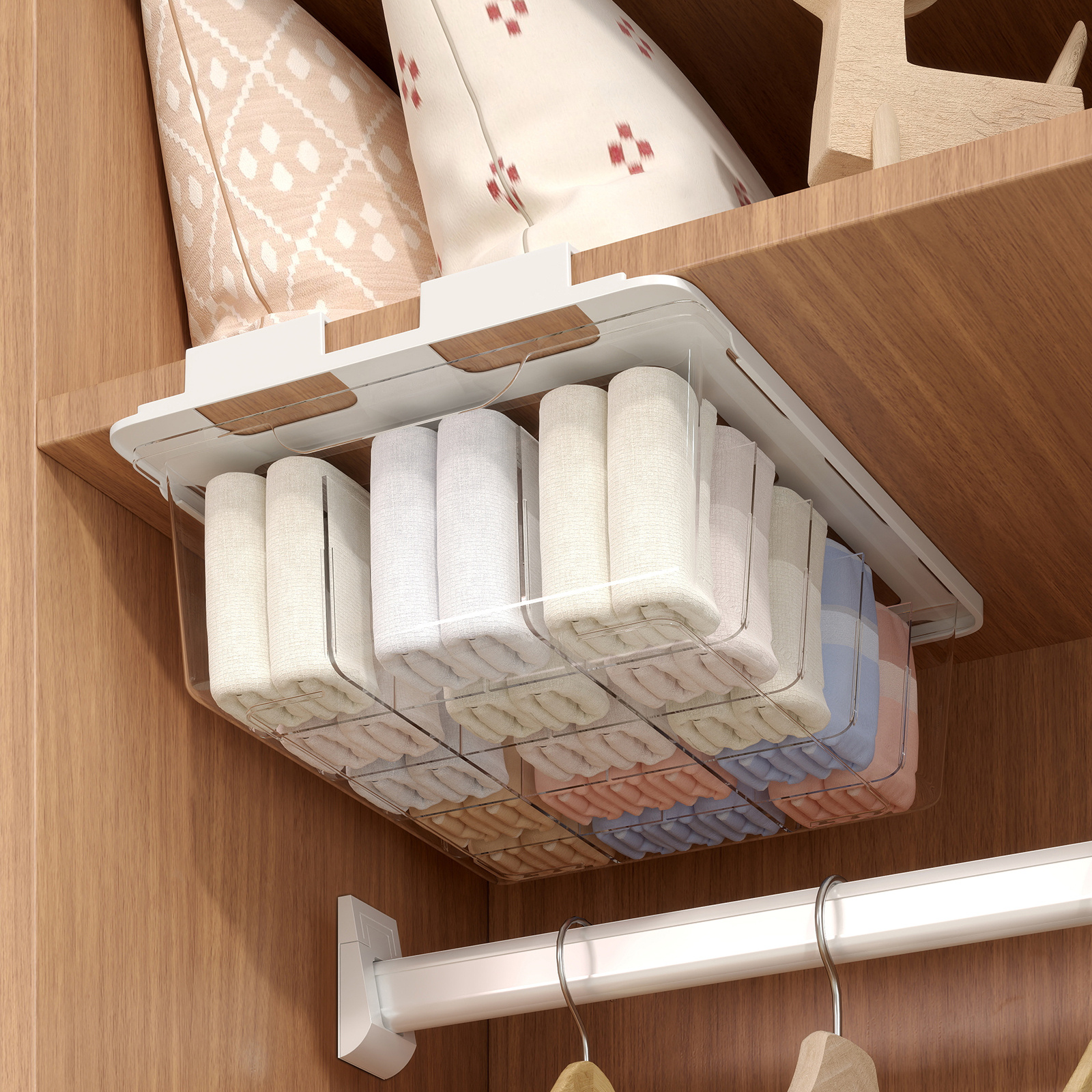 An Extremely Useful Wall Storage Solution For Undergarments, Bras, And Socks Featuring 15 Sections And A Sliding Drawer, Ideal For Ties, Socks, And Items - Great For Closets, Bedrooms, And Dormitories
