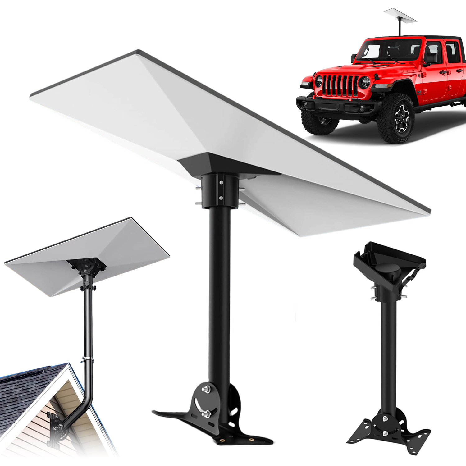 1set Carbon Steel Antenna Bracket, With Adjustable Angle And Wide Base, Is Designed For Compatibility With 3rd/v3 Generation Starlink Standard Bowl Antenna.