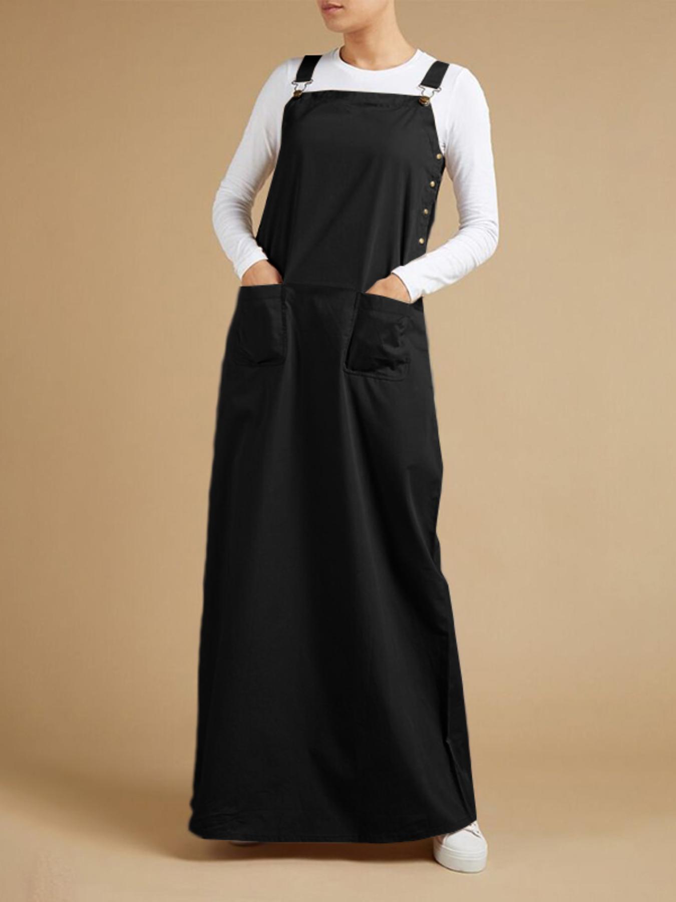 womens sleeveless strappy button front pinafore dress square - Temu  Mauritius