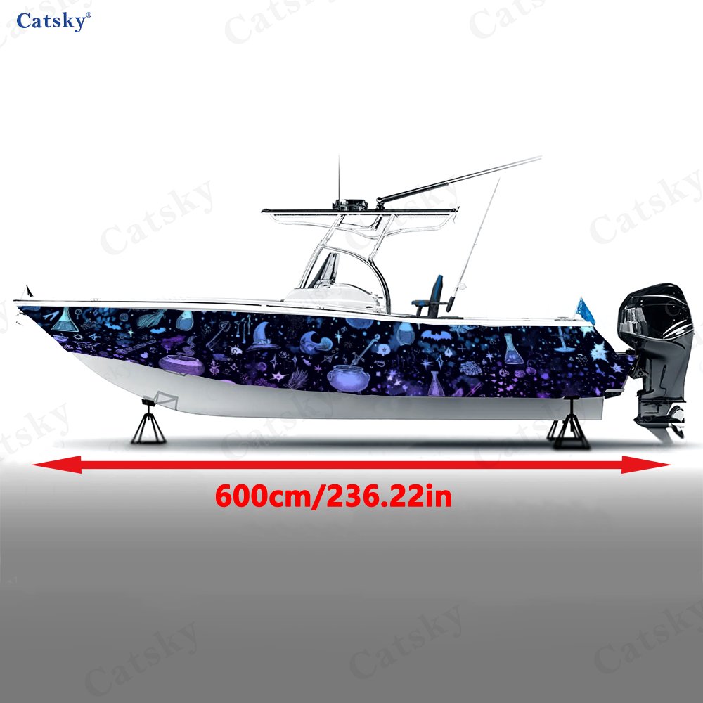 2pcs Magic Waterproof PVC Vinyl Boat Stickers, Easy Peel & Stick