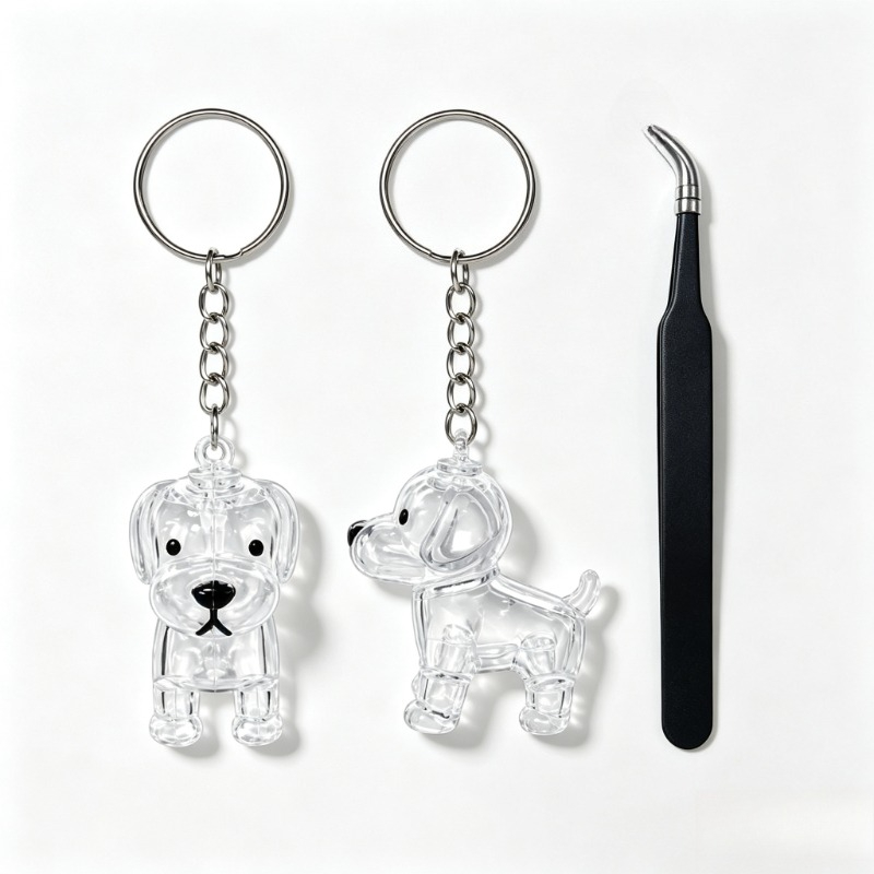 TEMU 3pcs Pet Set, 2pcs Transparent Dog Hair Storage Keychains With 1pc Tweezer, Keep Your Pet Close Pet Souvenir Gift For Birthday Christmas