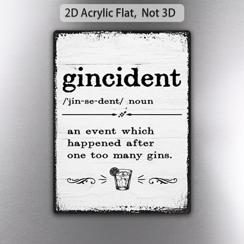 TEMU 2d Flat 1pc Gin-themed Square Refrigerator Magnets, Humorous Text Magnetic Fridge Magnets, Cocktail Quote Home, Office, Cabinet, Refrigerator,