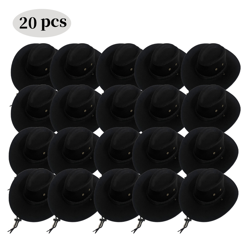 TEMU 20pcs Vintage Western Cowboy Hats With Braided - Wide Brim, Lightweight & Stylish For , Perfect For Outdoor Activities, Festivals, And Themed