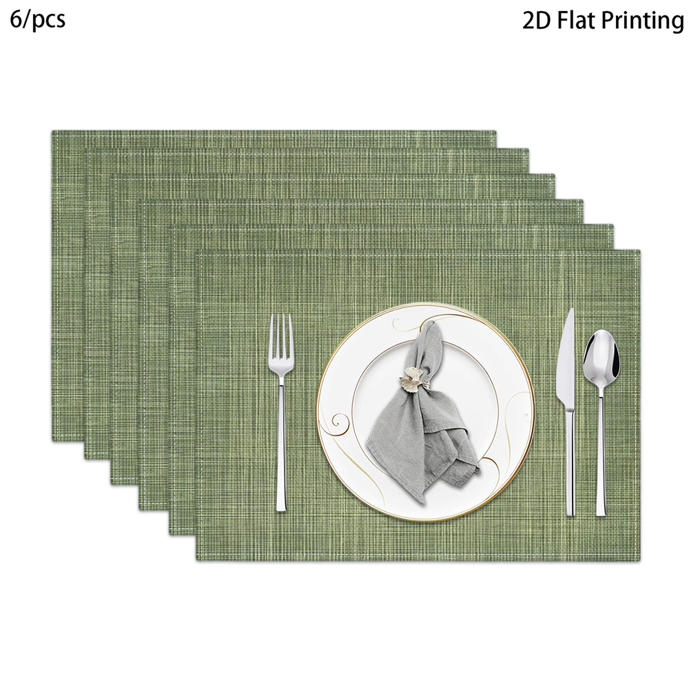 TEMU 6/8pcs Placemat Set With Green Background Texture Design, Modern Minimalist Style; Suitable For Kitchens, Dining Areas, Coffee Shops, Weddings,