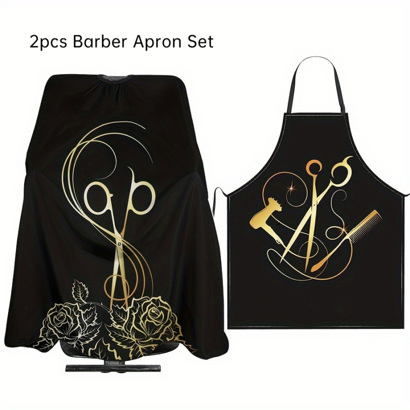 TEMU Set Of 2 Professional Barber Aprons - Adjustable Hair Cutting Cloak & Easy-to-clean Haircut Cape For Salon Requirement