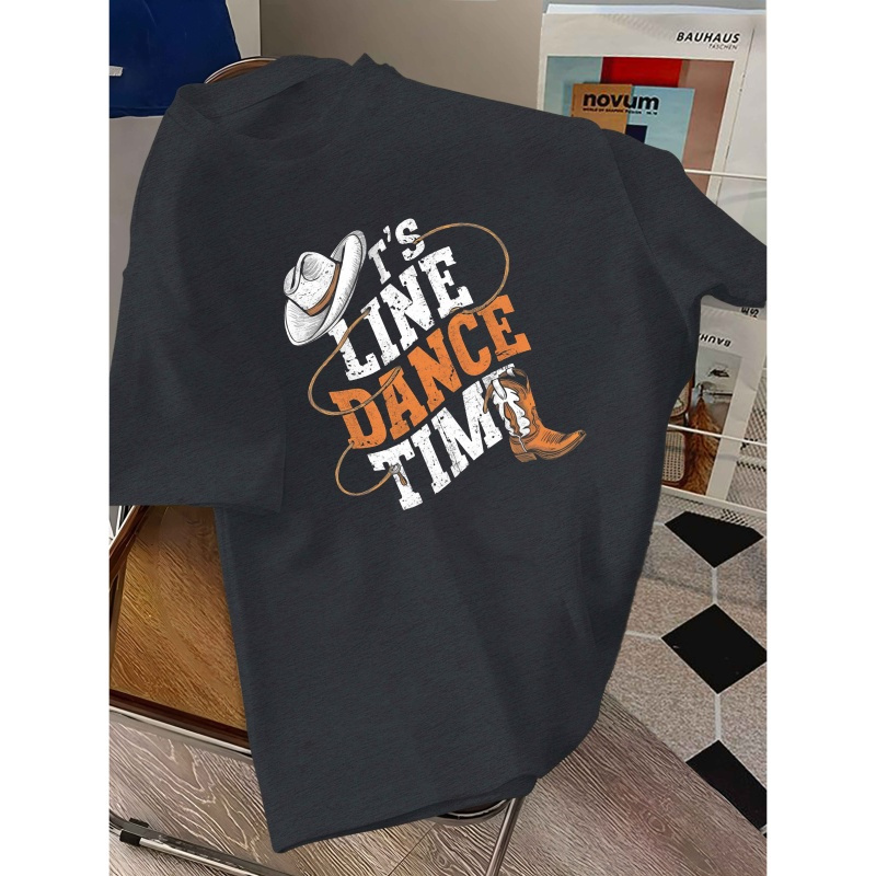 

T-shirt de danse en ligne sur le thème du cowboy, tee-shirt décontracté à manches courtes pour hommes, pour l'été.