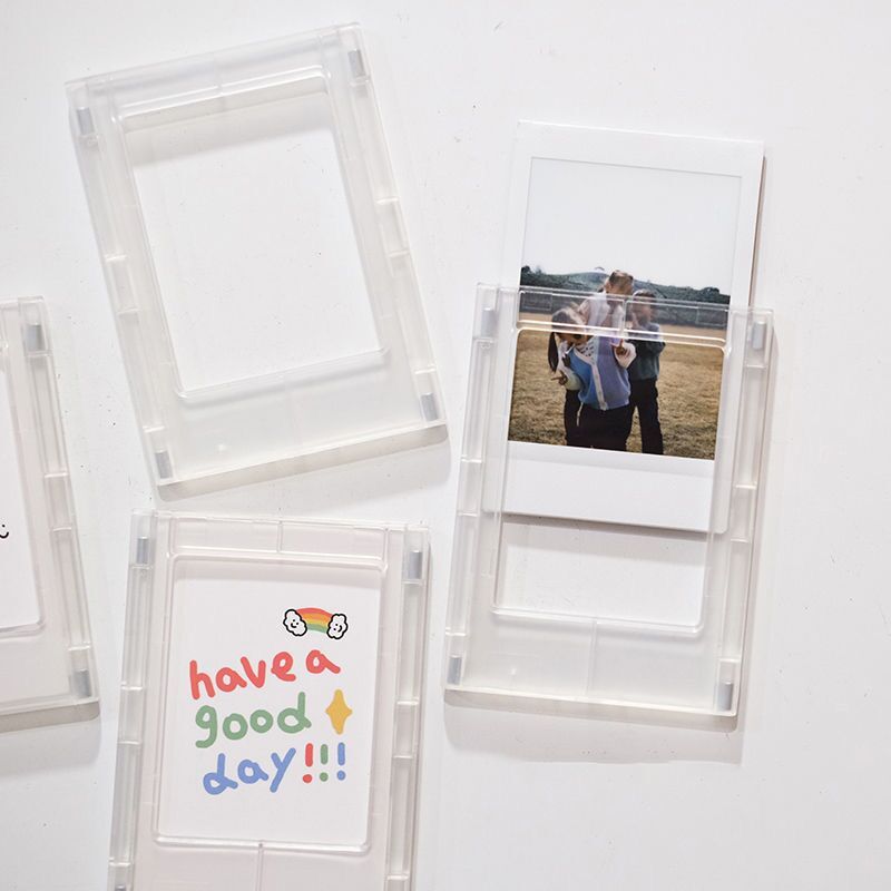 TEMU 2pcs Magnetic Mini Photo Frames - Adsorbable, Abs Material For Polaroid & Card Display, Desktop Decor