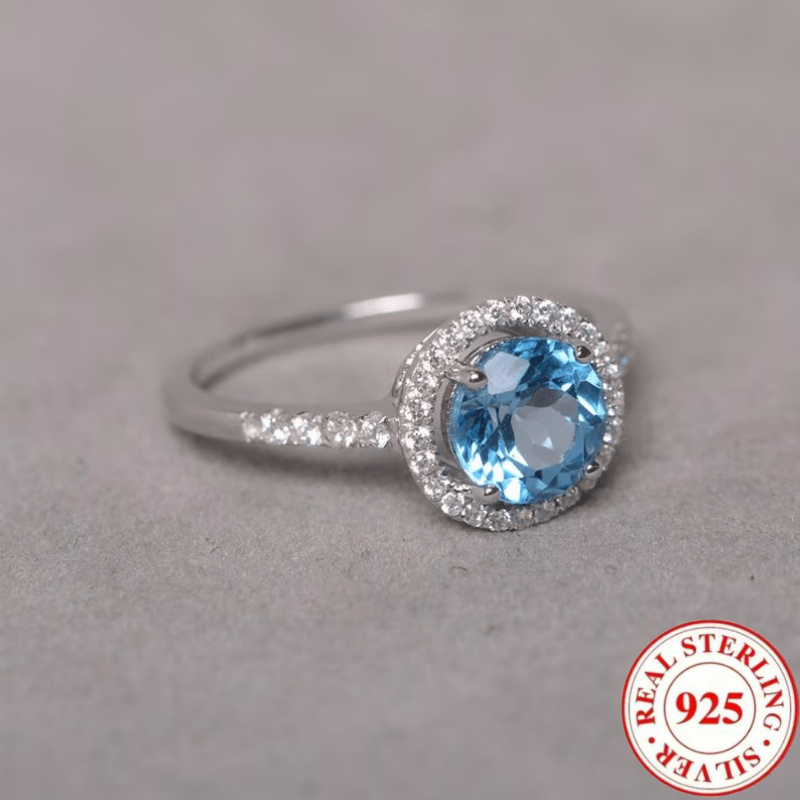 925 Sterling Silver Round Geometric Women's Ring for Party Engagement Gift