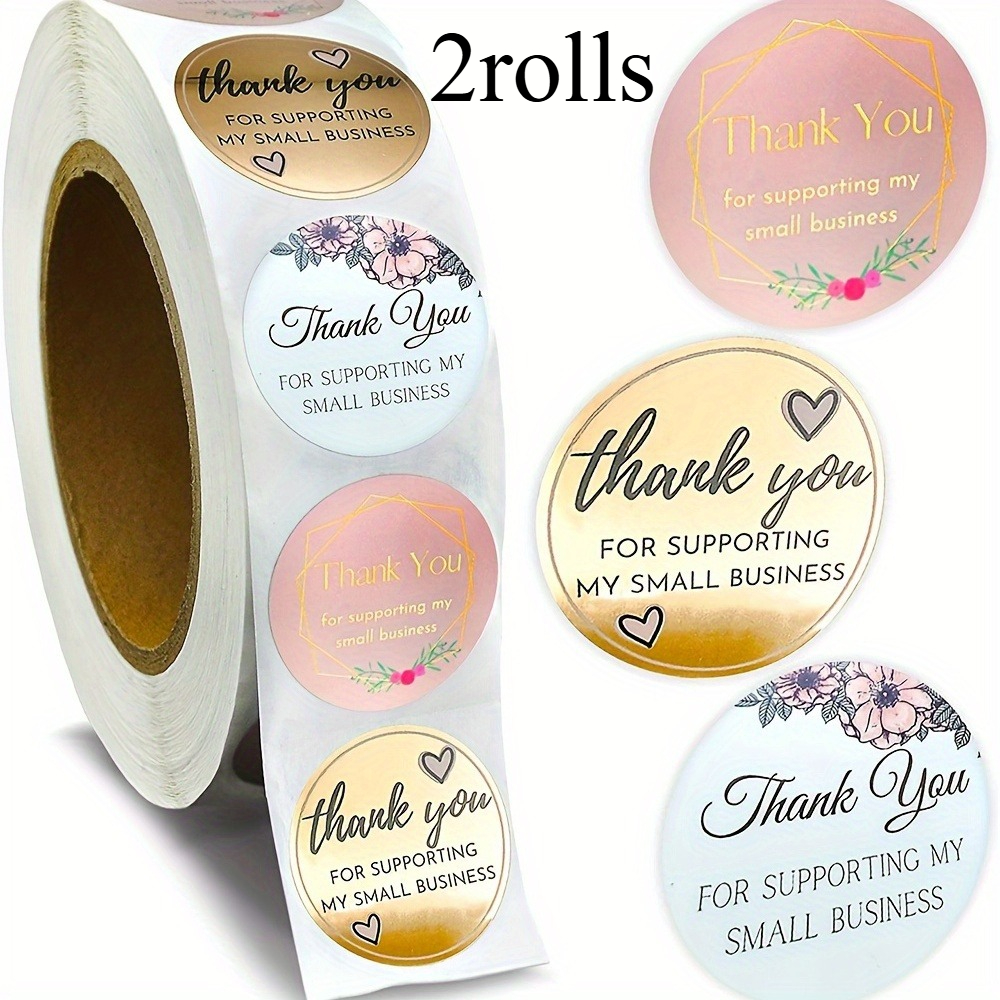 TEMU 1000pcs/2rolls Thank You For Supporting My Small Business Stickers, 3 Designs, Recommended For Small And Online Sellers