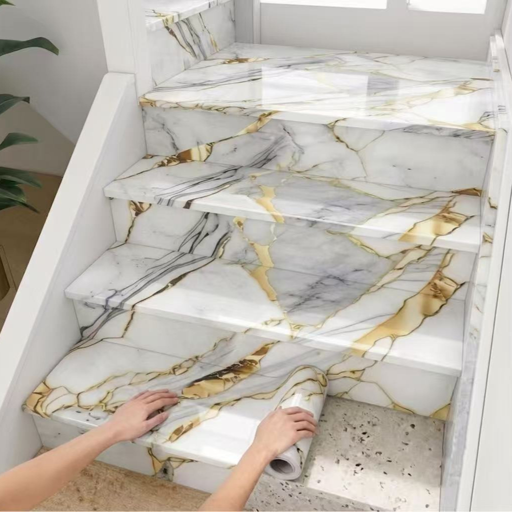 imagen del artículo pegatinas autoadhesivas para escaleras con   de mármol de   -   y pegar, para decoración  , remodelación de escaleras, suelos y armarios - pegatinas de renovación