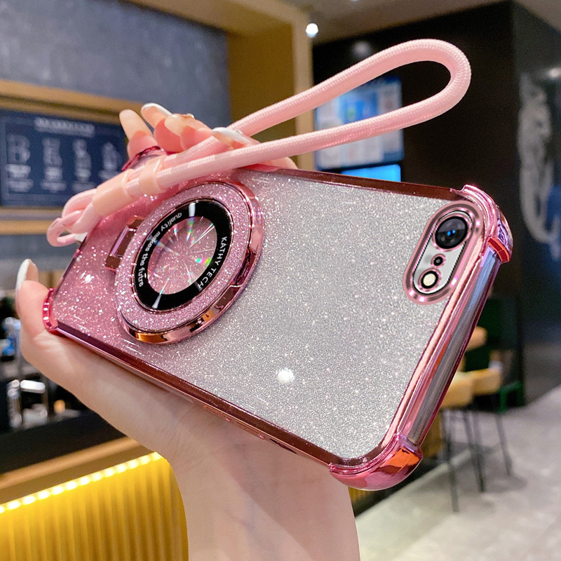TEMU Coque de téléphone - Convient pour Iphone 17E Coque de téléphone de mode premium avec support étincelant et cordon de téléphone ajustable ,