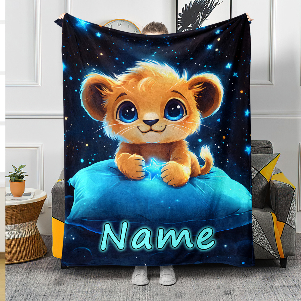 TEMU 1 Personalized Flannel Blanket - Custom Name, Lightweight & Cozy, Sofa, Bed, Travel, Office - Soft Warm Polyester Fabric, , Blanket | Adorable |