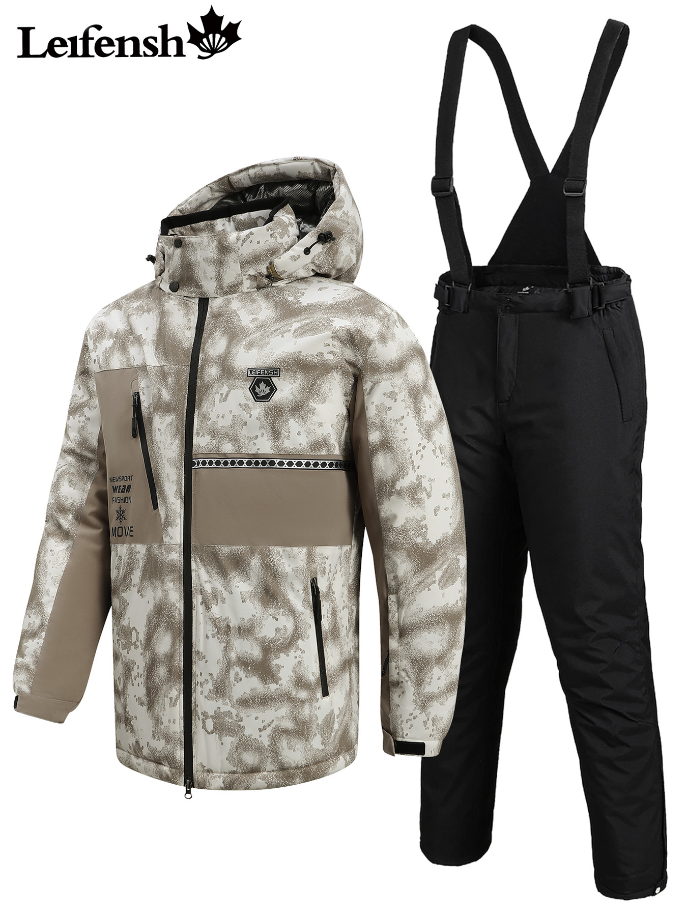 Men's Ski Suit Set, 2pcs Top and Bottom for Winter Sports