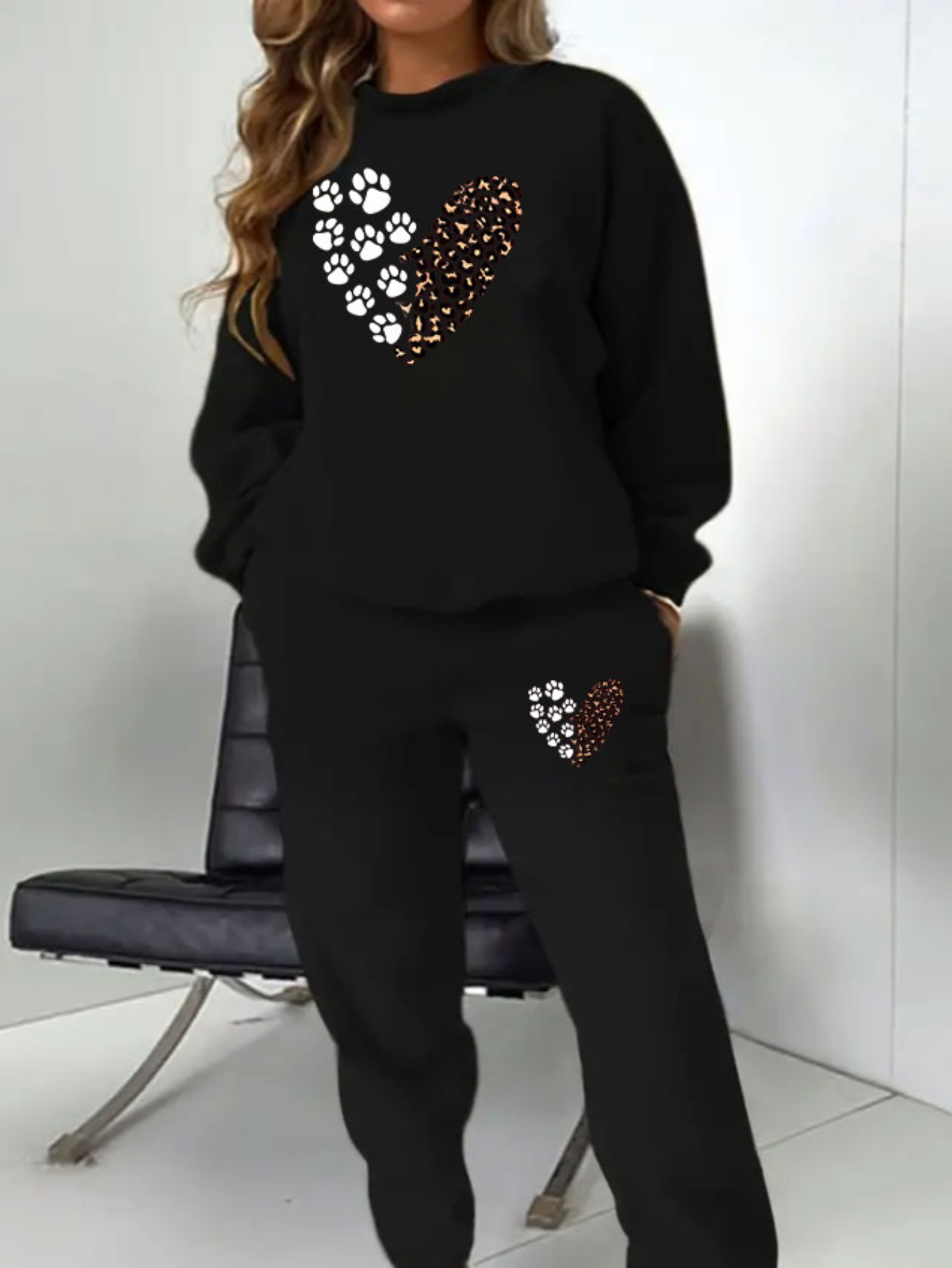 plus size fashion knit tracksuit set women polyester spandex