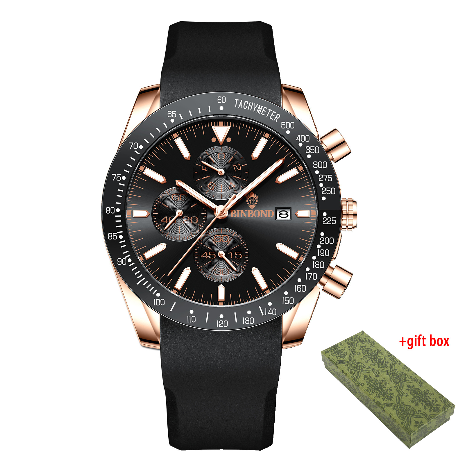 Image of Fashion Casual Men's Watch, Luminous Display, Date Window Function, Silicone Material, Ideal Gift Watch For Christmas, Halloween, Birthday And Festival Parties, Back To School